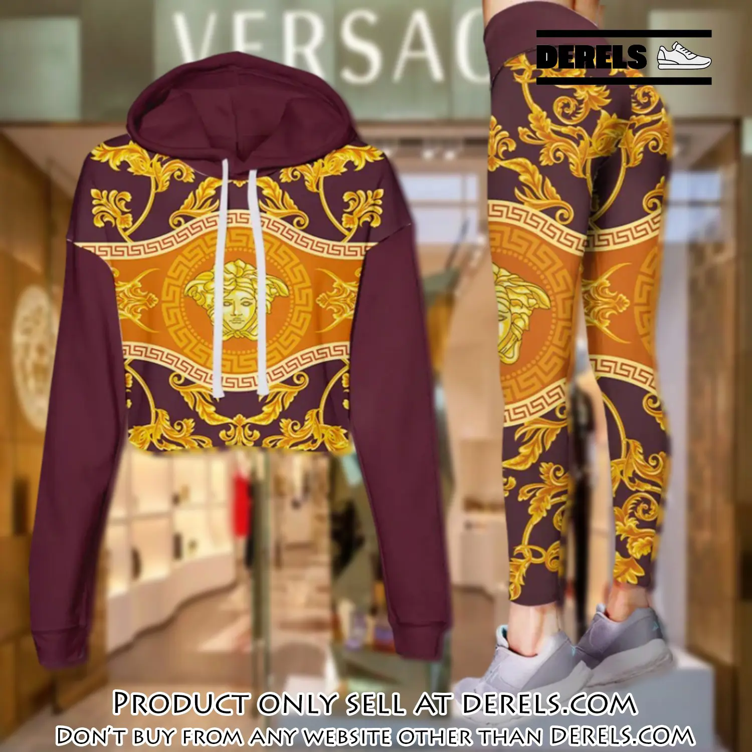 Versace golden medusa luxury brand clothes leggings and crop top set for women dr2026982